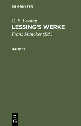 Lessing |  G. E. Lessing: Lessing's Werke. Band 11 | Buch |  Sack Fachmedien