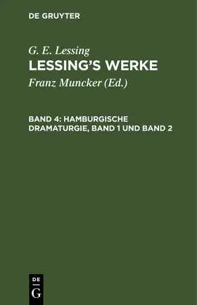 Muncker / Lessing |  Hamburgische Dramaturgie, Band 1 und Band 2 | eBook | Sack Fachmedien