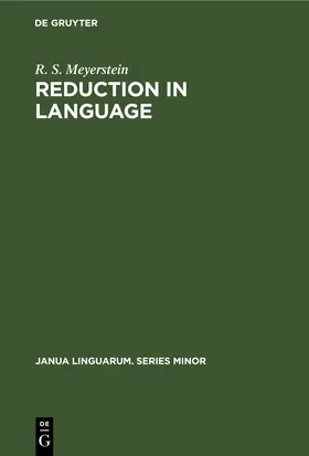Meyerstein |  Reduction in Language | eBook | Sack Fachmedien