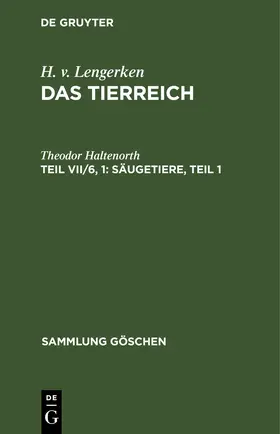 Haltenorth |  Säugetiere, Teil 1 | Buch |  Sack Fachmedien