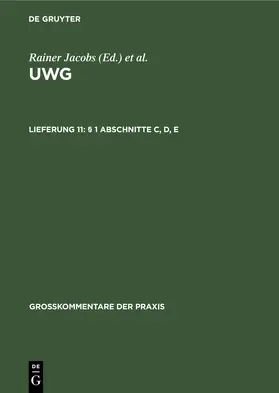 Köhler / Schünemann |  § 1 Abschnitte C, D, E | Buch |  Sack Fachmedien