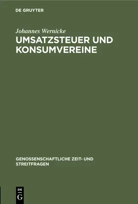 Wernicke |  Umsatzsteuer und Konsumvereine | Buch |  Sack Fachmedien