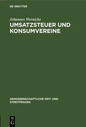 Wernicke |  Umsatzsteuer und Konsumvereine | eBook | Sack Fachmedien