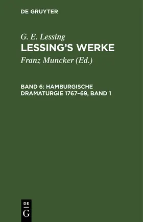  Hamburgische Dramaturgie 1767-69, Band 1 | Buch |  Sack Fachmedien