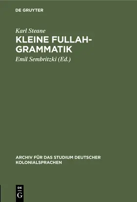 Steane / Sembritzki |  Kleine Fullah-Grammatik | Buch |  Sack Fachmedien