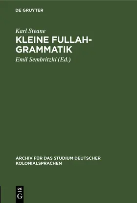 Steane / Sembritzki |  Kleine Fullah-Grammatik | eBook | Sack Fachmedien