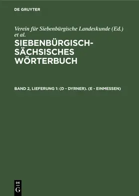 Schullerus / Keintzel |  (D - Dyrner). (E - einmessen) | Buch |  Sack Fachmedien