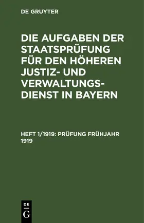 [unknown] | Prüfung Frühjahr 1919 | E-Book | www2.sack.de