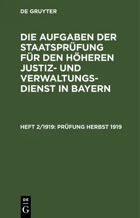 [unknown] | Prüfung Herbst 1919 | E-Book | www2.sack.de