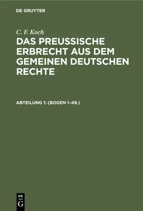 Koch |  (Bogen 1-49.) | Buch |  Sack Fachmedien