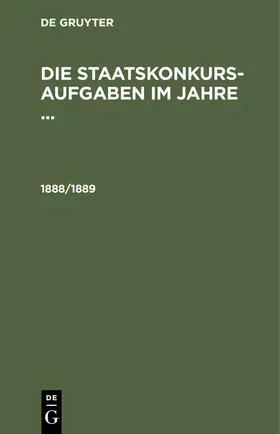 1888/1889 | Buch | 978-3-11-245351-3 | sack.de