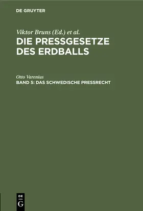 Varenius |  Das schwedische Preßrecht | Buch |  Sack Fachmedien
