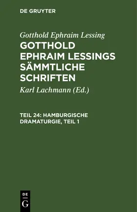 Lessing / Lachmann |  Hamburgische Dramaturgie, Teil 1 | Buch |  Sack Fachmedien