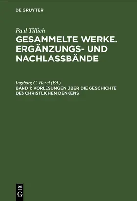 Henel |  Vorlesungen über die Geschichte des christlichen Denkens | eBook | Sack Fachmedien