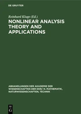 Müller / Kluge |  Nonlinear Analysis Theory and Applications | Buch |  Sack Fachmedien