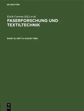 Correns / Böhringer / Frenzel | August 1969 | Buch | 978-3-11-248909-3 | sack.de