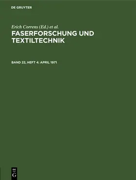 Correns / Frenzel / Bobeth |  April 1971 | eBook | Sack Fachmedien