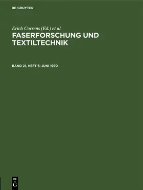 Correns / Böhringer / Frenzel | Juni 1970 | Buch | 978-3-11-248945-1 | sack.de