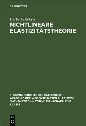 Beckert |  Nichtlineare Elastizitätstheorie | eBook | Sack Fachmedien