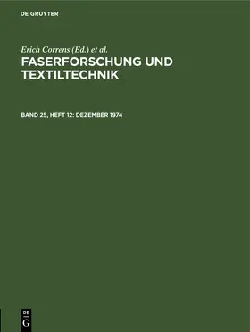 Correns / [unknown] / Frenzel |  Dezember 1974 | eBook | Sack Fachmedien
