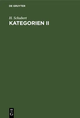 Schubert | Kategorien II | E-Book | www2.sack.de