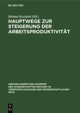 Koziolek |  Hauptwege zur Steigerung der Arbeitsproduktivität | Buch |  Sack Fachmedien