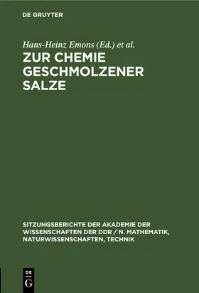 Emons / Voigt |  Zur Chemie geschmolzener Salze | eBook | Sack Fachmedien
