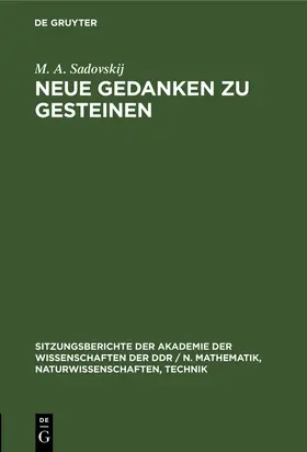 Sadovskij | Neue Gedanken zu Gesteinen | Buch | 978-3-11-254831-8 | sack.de