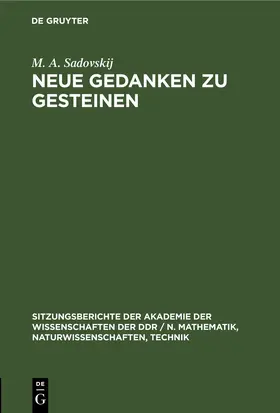 Sadovskij |  Neue Gedanken zu Gesteinen | eBook | Sack Fachmedien