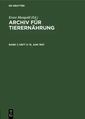 Mangold |  15. Juni 1957 | Buch |  Sack Fachmedien