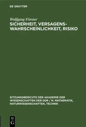 Förster |  Sicherheit, Versagenswahrscheinlichkeit, Risiko | Buch |  Sack Fachmedien