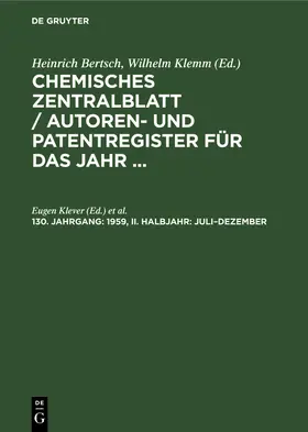 Walter / Klever |  1959, II. Halbjahr: Juli-Dezember | Buch |  Sack Fachmedien