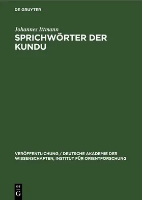 Ittmann | Sprichwörter der Kundu | E-Book | sack.de