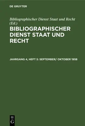 September/ Oktober 1958 | Buch | 978-3-11-256461-5 | www2.sack.de