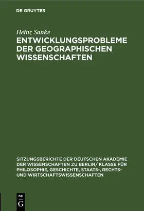 Sanke |  Entwicklungsprobleme der geographischen Wissenschaften | Buch |  Sack Fachmedien