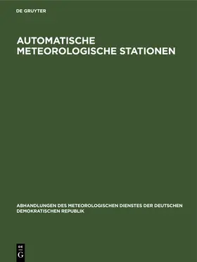 [unknown] |  Automatische meteorologische Stationen | eBook | Sack Fachmedien