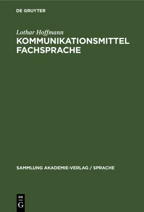 Hoffmann |  Kommunikationsmittel Fachsprache | eBook | Sack Fachmedien