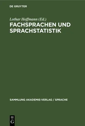 Hoffmann | Fachsprachen und Sprachstatistik | E-Book | www2.sack.de