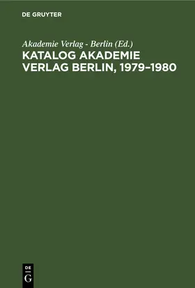 Katalog Akademie Verlag Berlin, 1979–1980 | E-Book | sack.de
