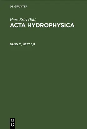 Ertel |  Acta Hydrophysica. Band 31, Heft 3/4 | eBook | Sack Fachmedien
