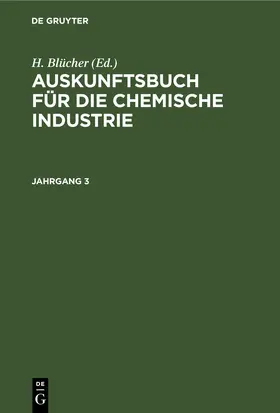 Blücher |  Auskunftsbuch für die chemische Industrie | Buch |  Sack Fachmedien