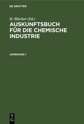 Blücher |  Auskunftsbuch für die chemische Industrie | Buch |  Sack Fachmedien