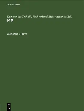 Kammer der Technik |  MP. Jahrgang 1, Heft 1 | Buch |  Sack Fachmedien