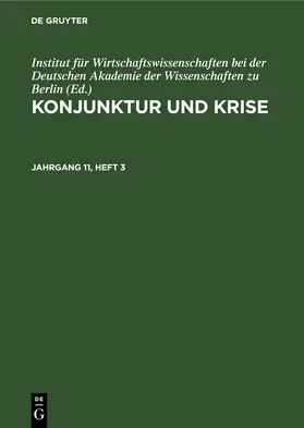 [unknown] |  Konjunktur und Krise. Jahrgang 11, Heft 3 | eBook | Sack Fachmedien