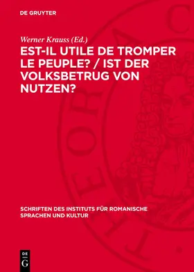 Krauss |  Est-il utile de tromper le peuple? / Ist der Volksbetrug von Nutzen? | Buch |  Sack Fachmedien