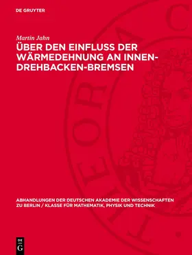 Jahn |  Über den Einfluß der Wärmedehnung an Innen-Drehbacken-Bremsen | Buch |  Sack Fachmedien