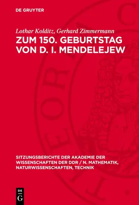 Kolditz / Zimmermann |  Zum 150. Geburtstag von D. I. Mendelejew | eBook | Sack Fachmedien
