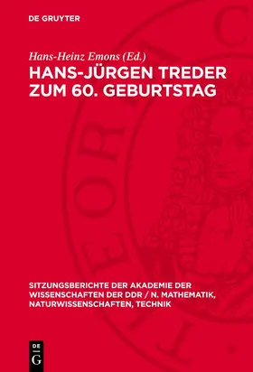 Emons |  Hans-Jürgen Treder zum 60. Geburtstag | Buch |  Sack Fachmedien