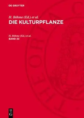 Böhme / Rieth / Müller-Stoll |  Die Kulturpflanze, Band 33, Die Kulturpflanze Band 33 | Buch |  Sack Fachmedien