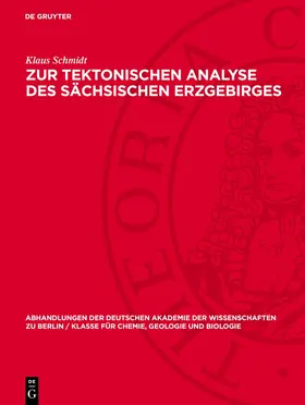 Schmidt |  Zur tektonischen Analyse des sächsischen Erzgebirges | Buch |  Sack Fachmedien